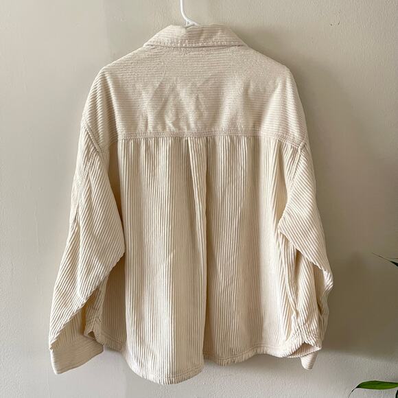 American Eagle Corduroy Shacket Womens XXL Cream Button Up Normcore Casual Cozy - Picture 2 of 11